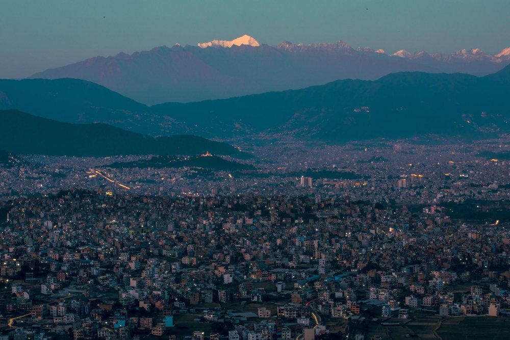 A panoramic view of Kathmandu’s bustling streets, capturing the essence of the city.